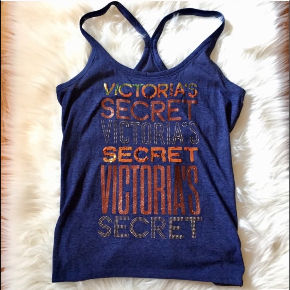 Victoria’s Secret Navy Blue Sequin Tank Top Sz Large